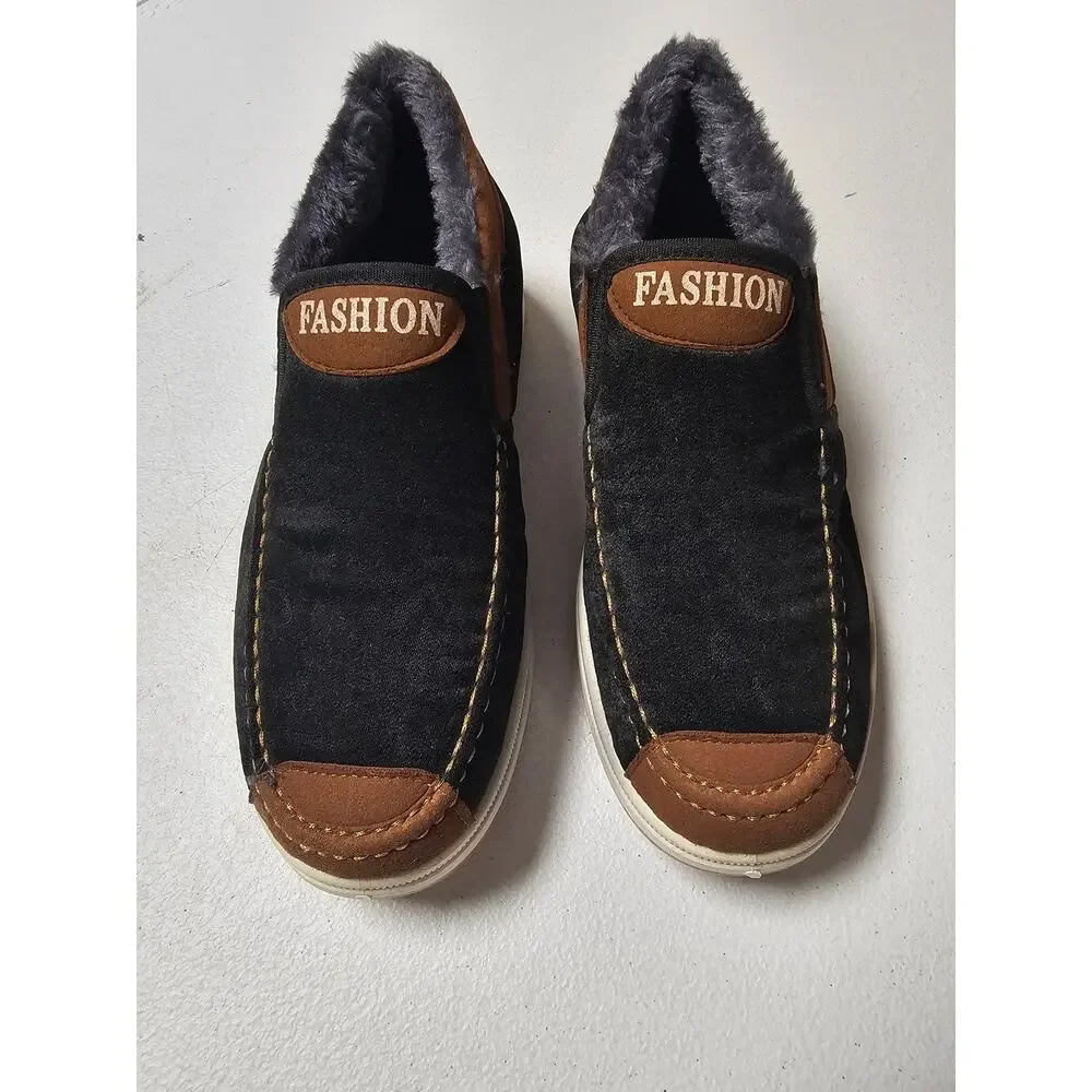 NWOB Men's Fashion Fur Lined Suede Slip-on Loafers Size EU39 US 6-6.5